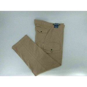 ROUNDTREE &YORKE CLASSIC FIT CARGO PANTS MENS SIZE 40X32 CREAM COLOR ZIP FLY NWT
